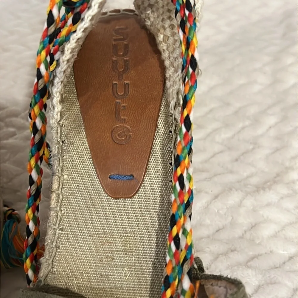 Suyute Spain Espadrille Multicolor Ankle Tie Wedge Sandals Size 38